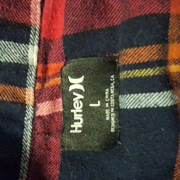 Hurley, long sleeve button up flannel T-shirt size men's large. - Picture 3 of 11